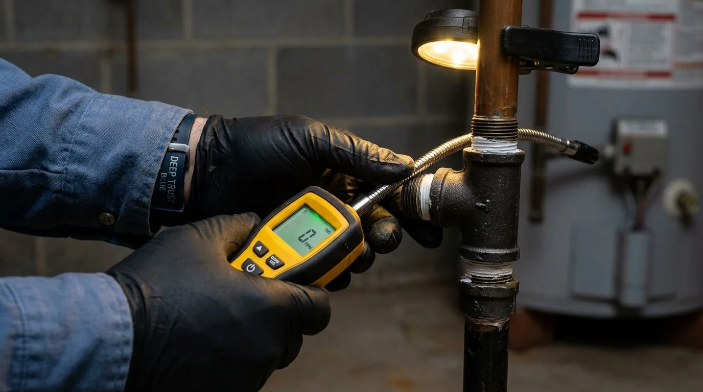 Gas leak detection with electronic sniffer by Johns Plumbing LLC in Brookings